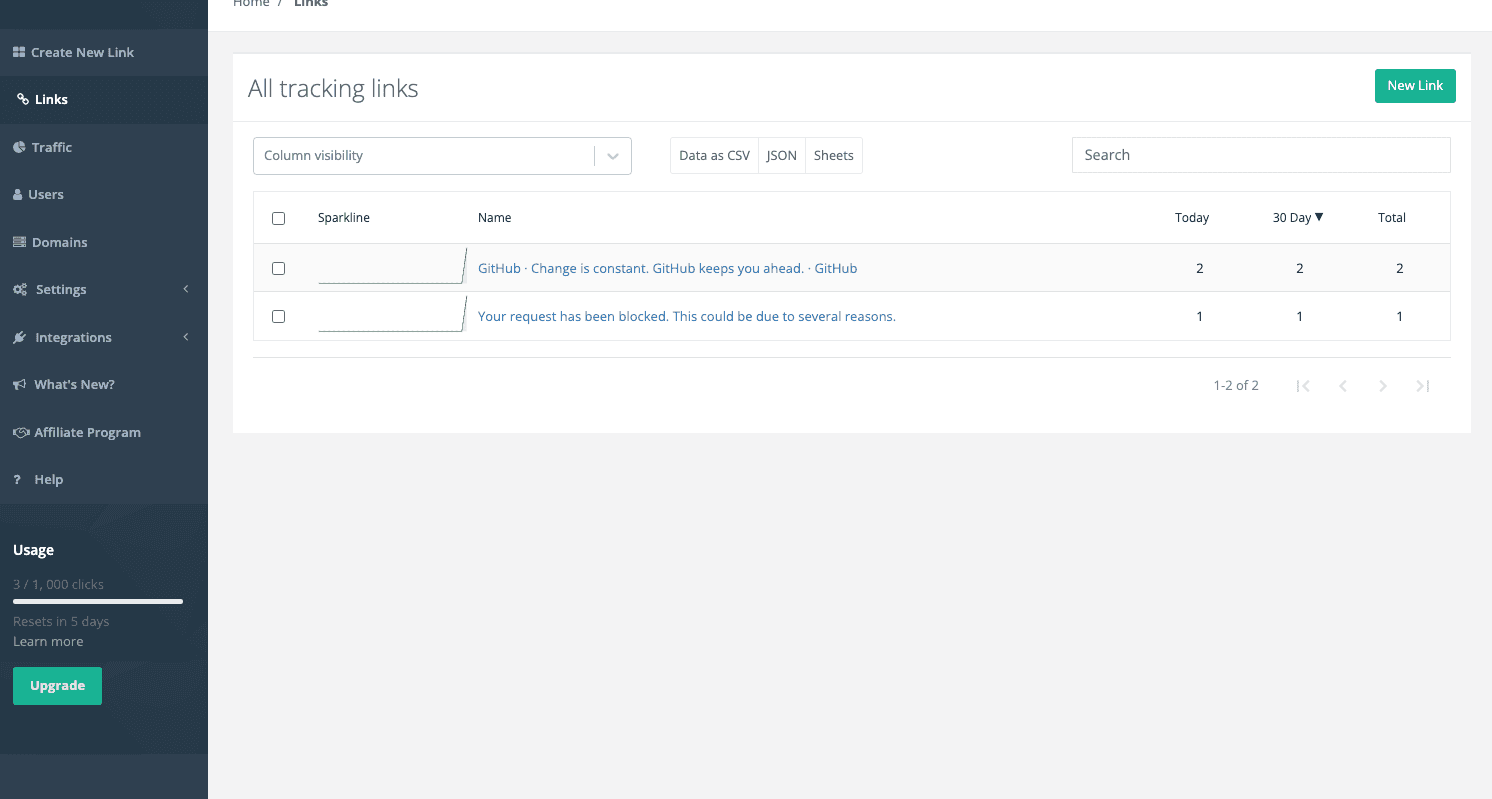 Linkly interface